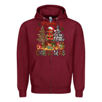 Burgundy merry christmas with western trees bbs Zipper Hoodie - BundleAndBundleShop
