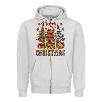Dove Grey merry christmas with western trees bbs Zipper Hoodie - BundleAndBundleShop