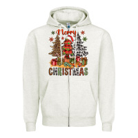 Oatmeal Heather merry christmas with western trees bbs Zipper Hoodie - BundleAndBundleShop