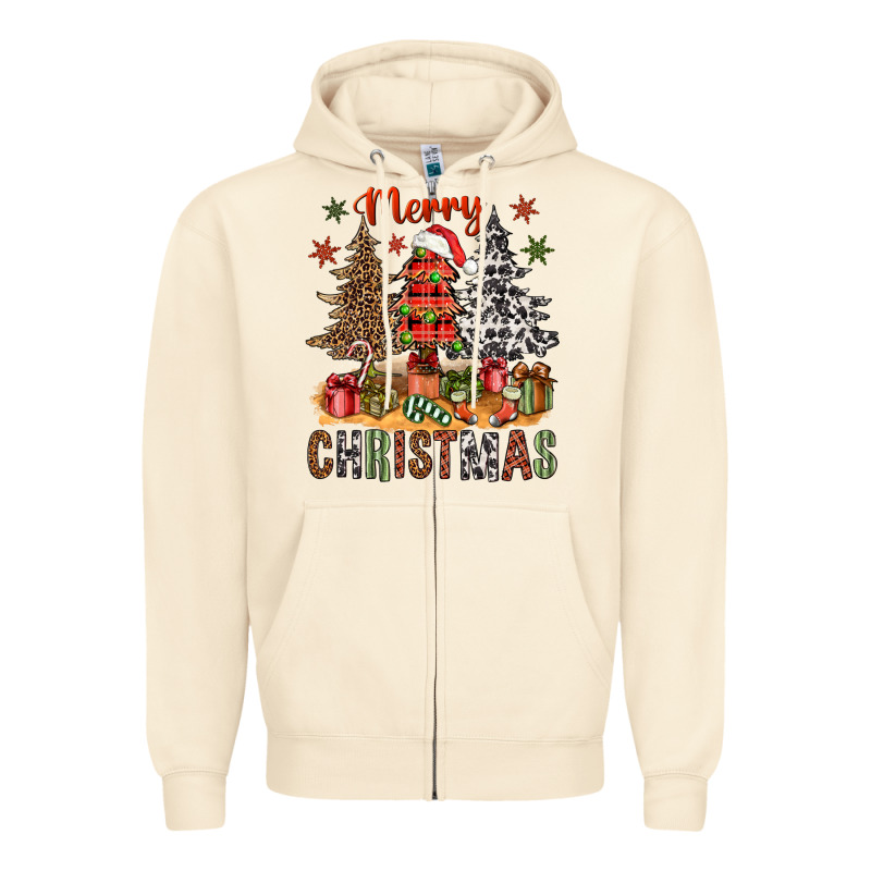 Merry Christmas With Western Trees Bbs Zipper Hoodie by BundleAndBundleShop | Teevron