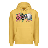 Antique Gold Peace Love Volleyball Premium Hoodie - FaDigitalArtStudio