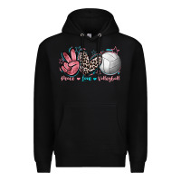 Black Peace Love Volleyball Premium Hoodie - FaDigitalArtStudio