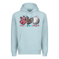 Blue Mist Peace Love Volleyball Premium Hoodie - FaDigitalArtStudio