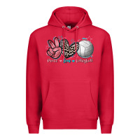 Cardinal Peace Love Volleyball Premium Hoodie - FaDigitalArtStudio
