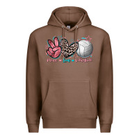 Chestnut Peace Love Volleyball Premium Hoodie - FaDigitalArtStudio