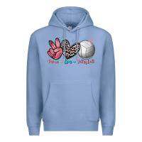 Colony Blue Peace Love Volleyball Premium Hoodie - FaDigitalArtStudio