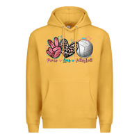 Mustard Peace Love Volleyball Premium Hoodie - FaDigitalArtStudio