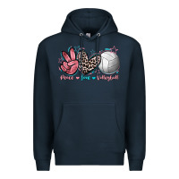 Navy Peace Love Volleyball Premium Hoodie - FaDigitalArtStudio