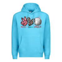 Ocean Blue Peace Love Volleyball Premium Hoodie - FaDigitalArtStudio
