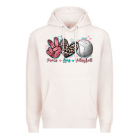 Pale Pink Peace Love Volleyball Premium Hoodie - FaDigitalArtStudio