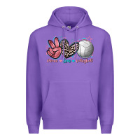 Purple Peace Love Volleyball Premium Hoodie - FaDigitalArtStudio