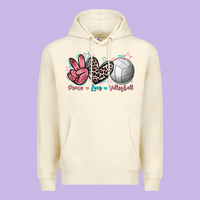 Peace Love Volleyball Premium Hoodie Designed By Fadigitalartstudio