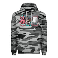 Slate Camo Peace Love Volleyball Premium Hoodie - FaDigitalArtStudio