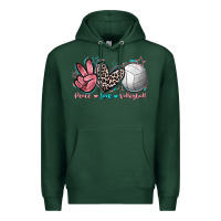 Sports Green Peace Love Volleyball Premium Hoodie - FaDigitalArtStudio