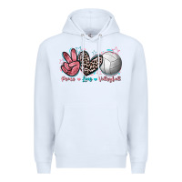 White Peace Love Volleyball Premium Hoodie - FaDigitalArtStudio