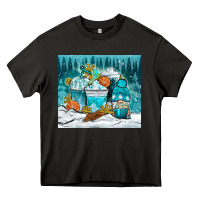 Asphalt winter coffee cups with gnome Heavy Core Tee - NancyCooperArtShop