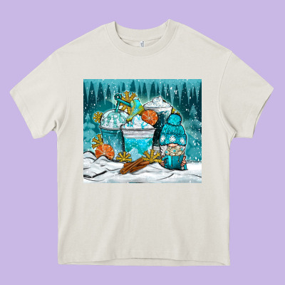 Winter Coffee Cups With Gnome Heavy Core Tee Designed By Nancycooperartshop