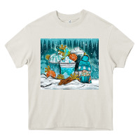Cream winter coffee cups with gnome Heavy Core Tee - NancyCooperArtShop