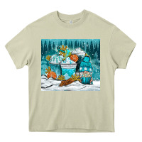 Mossy winter coffee cups with gnome Heavy Core Tee - NancyCooperArtShop