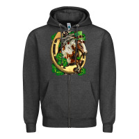 Charcoal Heather Horse with horseshoe st patricks day Zipper Hoodie - FaDigitalArtStudio
