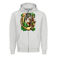 Dove Grey Horse with horseshoe st patricks day Zipper Hoodie - FaDigitalArtStudio