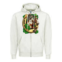 Oatmeal Heather Horse with horseshoe st patricks day Zipper Hoodie - FaDigitalArtStudio