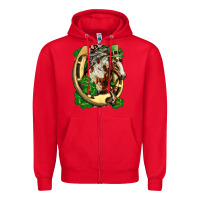 Red Horse with horseshoe st patricks day Zipper Hoodie - FaDigitalArtStudio
