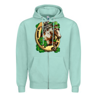 Seafoam Horse with horseshoe st patricks day Zipper Hoodie - FaDigitalArtStudio