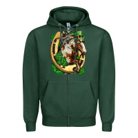 Sports Green Horse with horseshoe st patricks day Zipper Hoodie - FaDigitalArtStudio