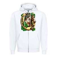 White Horse with horseshoe st patricks day Zipper Hoodie - FaDigitalArtStudio