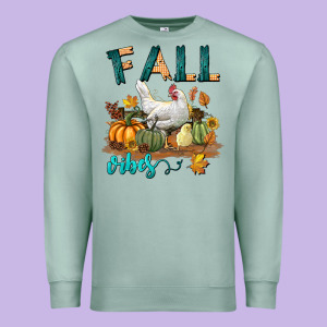 Fall Vibes Chicken Premium Sweatshirt Designed By Lillyallendesigns