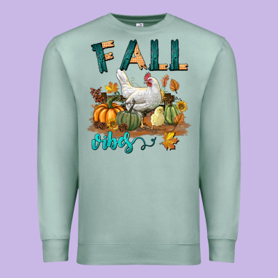 Fall Vibes Chicken Premium Sweatshirt Designed By Lillyallendesigns