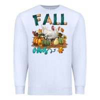 White Fall Vibes Chicken Premium Sweatshirt - LillyAllenDesigns