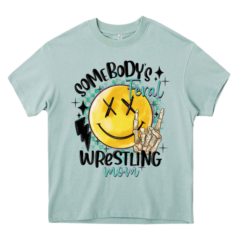 Somebody's Feral Wrestling Mom Heavy Core Tee by MaliasSmallBusiness | Teevron