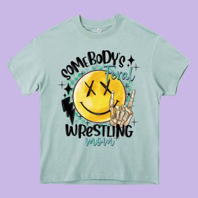 Somebody's Feral Wrestling Mom Heavy Core Tee Designed By Maliassmallbusiness