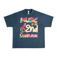 Midnight Navy Cool I Love Music Shirt Gifts Music Is My Second Language Urban Heavy Tee - Bettercallsaul