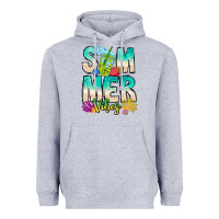 Heather Grey Summer Vibes Heavyweight Hoodie - CowhideDigitalArt