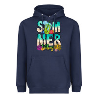 Navy Summer Vibes Heavyweight Hoodie - CowhideDigitalArt