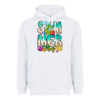 White Summer Vibes Heavyweight Hoodie - CowhideDigitalArt