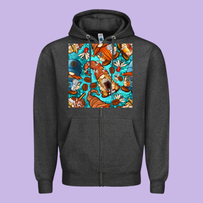 Coffee And Barista Gnomes With Glitter Seamless Pattern Bbs Zipper Hoodie Designed By Bundleandbundleshop