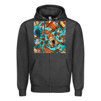 Charcoal Heather coffee and barista gnomes with glitter seamless pattern bbs Zipper Hoodie - BundleAndBundleShop
