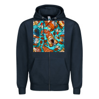 Navy coffee and barista gnomes with glitter seamless pattern bbs Zipper Hoodie - BundleAndBundleShop