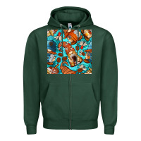 Sports Green coffee and barista gnomes with glitter seamless pattern bbs Zipper Hoodie - BundleAndBundleShop