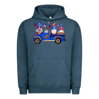 Pigment Midnight Navy american flag gnomes truck Urban Hoodie - Artiststas