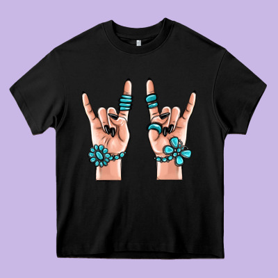 Gemstone Rock Hand Heavy Core Tee Designed By Maliassmallbusiness