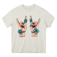 Cream gemstone rock hand Heavy Core Tee - MaliasSmallBusiness