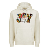Oatmeal Heather santa joy with sunflowers Premium Hoodie - RanaPortraitStore