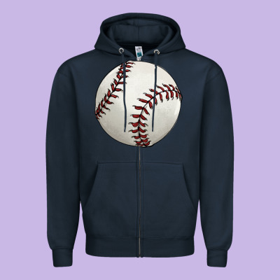 Baseball Ball Zipper Hoodie Designed By Fadigitalartstudio