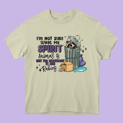 Spirit Animal Raccoon Heavy Core Tee Designed By Maliassmallbusiness