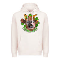 Pale Pink St. Patrick's Day cow Premium Hoodie - FaDigitalArtStudio